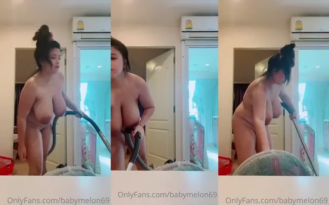 Naked Thai Babymelon69 Vacuuming the Floor