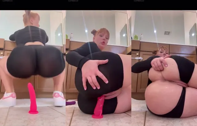 Bambie Doe Rips Gym Shorts for Dildo Masturbation