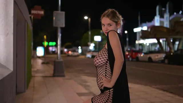 Mila Amour's Outdoor Lingerie Tease on the Street