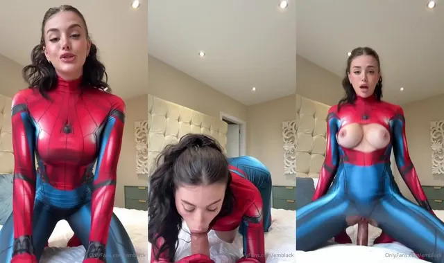 Emily Black's Spidergirl Cosplay: Dildo Sucking and Riding