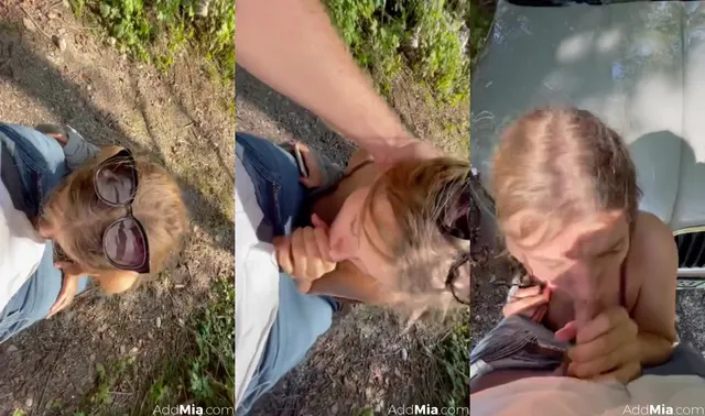 Mia Melano's Outdoor Blowjob on a Dirt Road