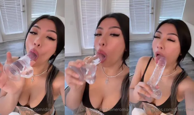 Miathebandit's Steamy Dildo Sucking with Transparent Toy