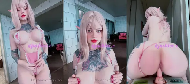 Cute Elf JuChloe's Dildo Masturbation in Cosplay