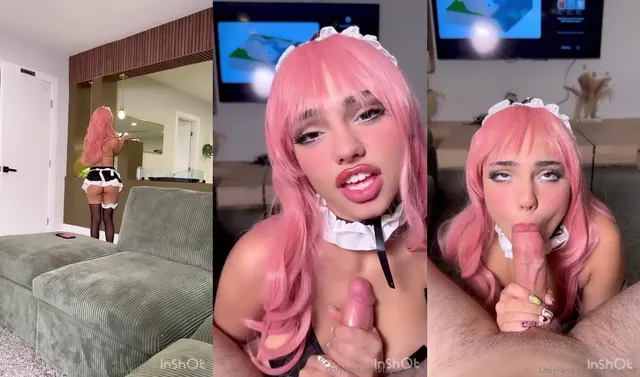 Layladeline's Maid Blowjob and Intense Ride on Hard Cock