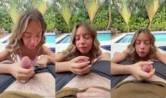 Bluebxbyyy's Poolside Outdoor Blowjob