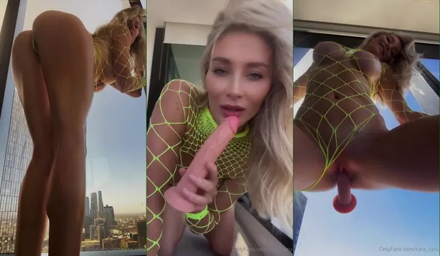 Blonde Cara_Caru Squirts by the Glass Window