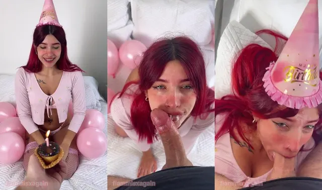 FiammiSxagain's Birthday Blowjob and Deep Throat Showcase