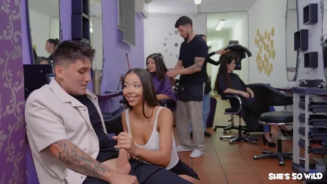Lia Lin Public Blowjob and Sex in Barbershop