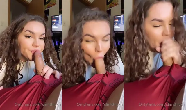 SlimThickn Slurps Cock While Watching TV