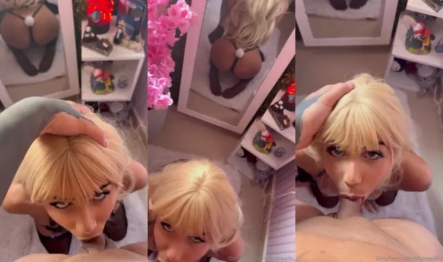 Blonde Skylewaifu Deepthroats BWC and Gets Slapped