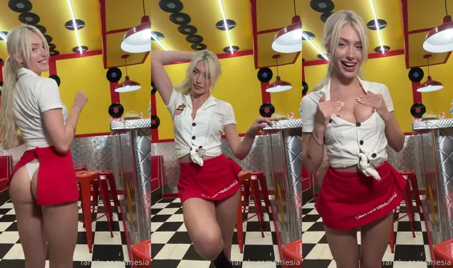 Waitress Alexandra Marianna Teases In A Diner