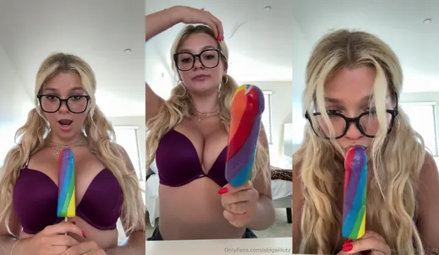Abigaillutz Sucks Her Rainbow Dildo