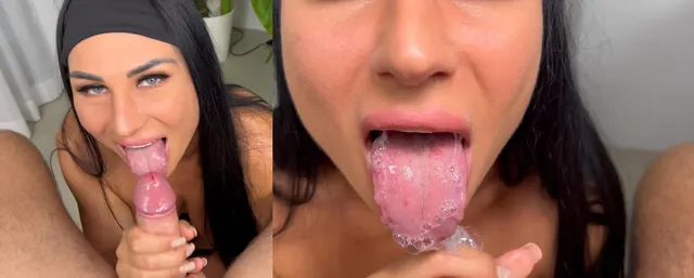 Brunette MILF With Big Tits Gives A Sloppy Blowjob