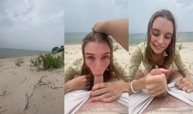 Ava Yin gibt einen Blowjob am Strand