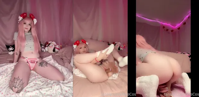 Daecosplay 在她的阴户里搅动假阳具