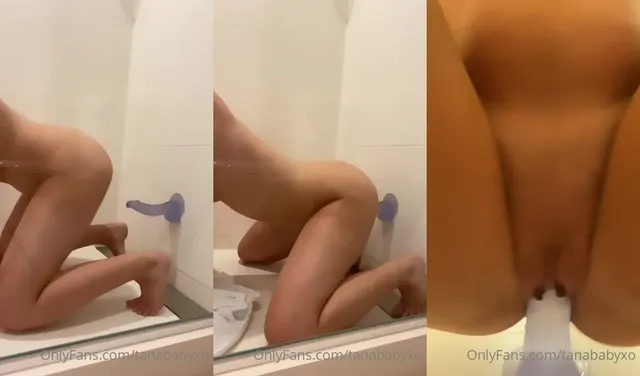 Tanababyxo reibt ihr Loch an einem Wanddildo