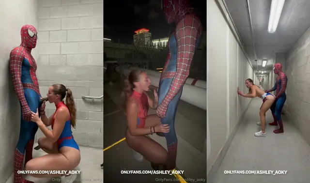 Il fidanzato Ashley Aoky fa sesso nei loro abiti da Spidey