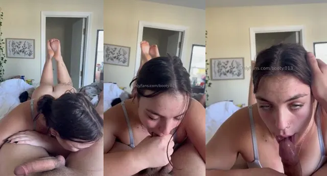 Booty.013 gibt einen Blowjob auf dem Bett