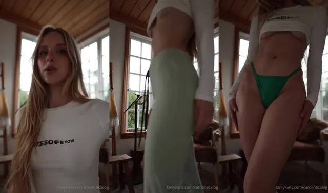 Caroline Zalog zeigt ihren Arsch in einem G-String