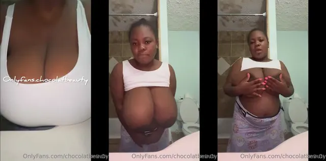 Chocolatbeauty lutscht ihre eigenen Brüste
