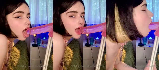 Loona succhia in profondità un dildo rosa