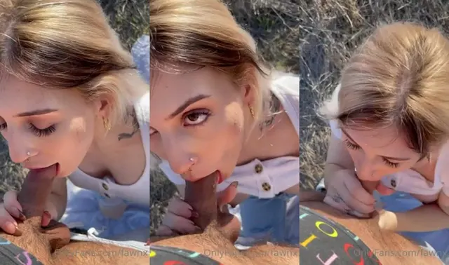 Thirsty Baby Fawnxo Blows A Cock Outdoors