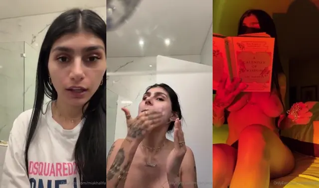 Mia Khalifa mit großen Titten liest nackt ein Buch