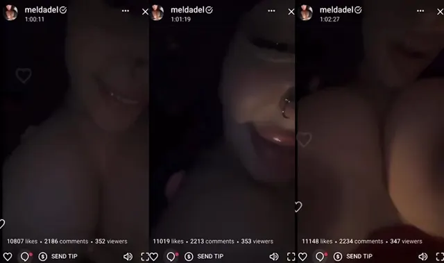 Meldadel si strofina le tette mentre vive