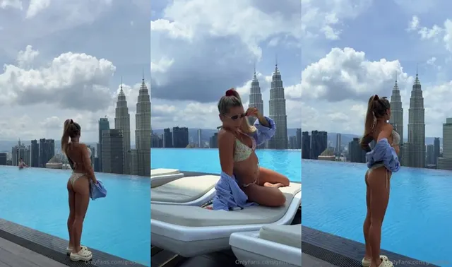 Giudittaa assume pose sensuali in bikini