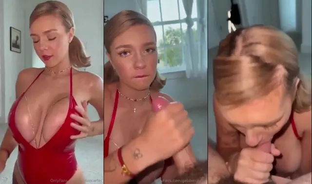 Gabbie Carter Blows A Cock In Her Red Latex