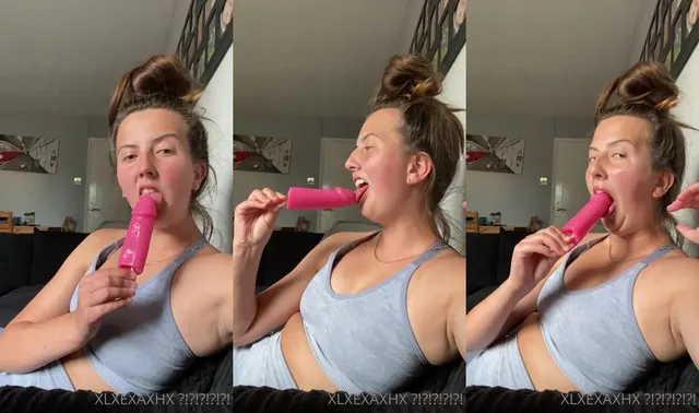 Leahshorty lutscht Penis-Eis am Stiel