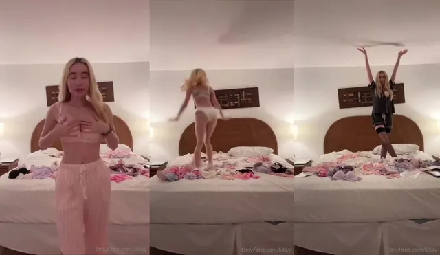 Lil Tay 在胸罩中展示她的乳沟