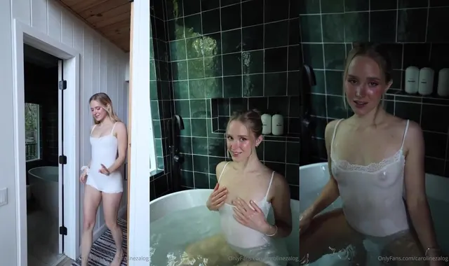 Caroline Zalog lässt sich vor dem Baden einweichen und necken