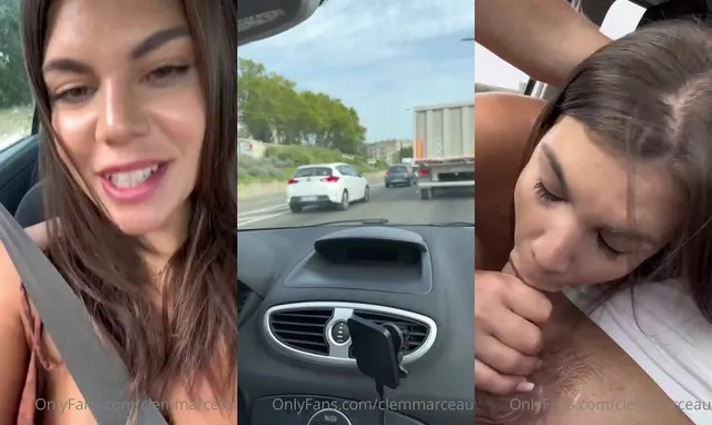 Clementine Marceau Sextape Elle Suce son Copain dans sa Voiture en Mouvement