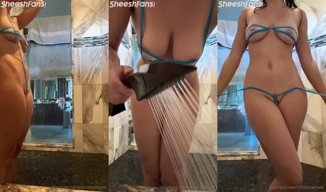 Christina Khalil New Blue Slingkini Duschkopf Masturbation PPV Leak