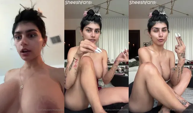 Mia Khalifa Fully Nude Tits Out Smoking A Joint