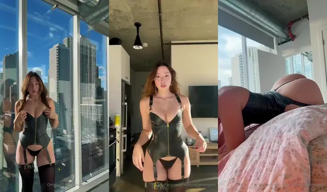 维多利亚·林恩·迈尔斯 (Victoria Lynn Myers) 穿着乳胶戏弄