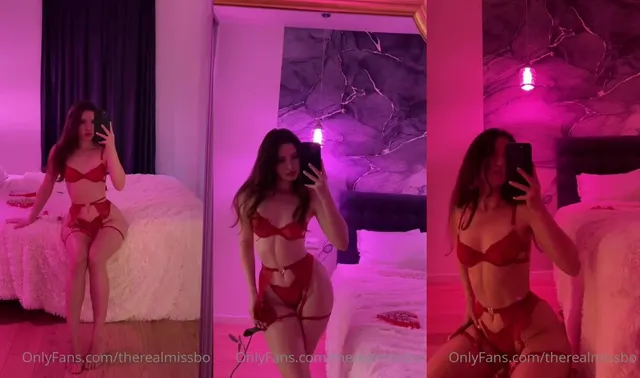 Lusty Therealmissbo Flaunts Her Red Lingerie