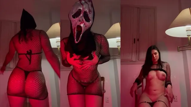 Clara Wellen neckt ihren sexy Körper als Ghostface