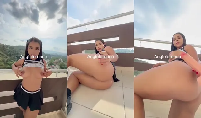 Cheerleaderin Angie Lorenna masturbiert ihre Muschi