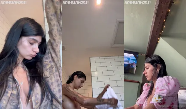 米娅·哈利法 (Mia Khalifa) 洗澡时裸露乳房，泄露了仅粉丝视频